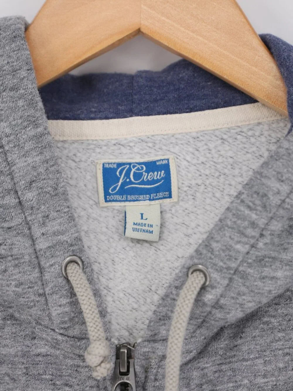 J. CREW Men's Marled Brushed Fleece Full-Zip Hoodie in Gray Size L